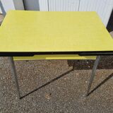 Yellow formica table and 2 extensions 1965