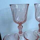 Set of 5 pink wine glasses 50s