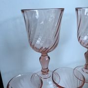 Set of 5 pink wine glasses 50s
