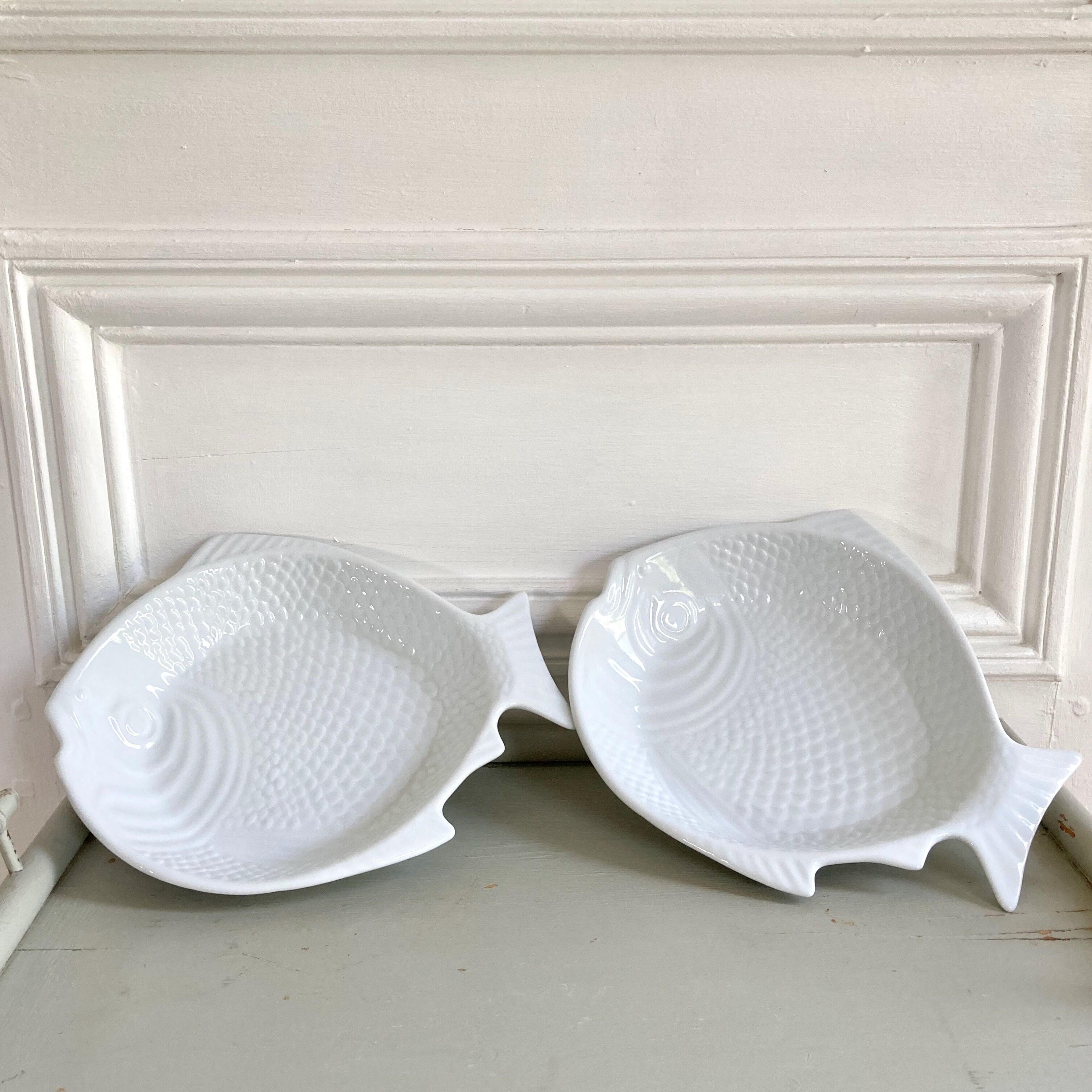 Embossed ceramic fish dishes