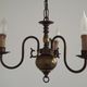 French Vintage Old Aged Bronzed Metal 3 Light Flemish Style Chandelier 4804