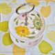 Digoin vintage serving plate cake stand, marguerite model, hand painted