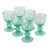 Set of 6 turquoise blue liqueur glasses, design, 1970