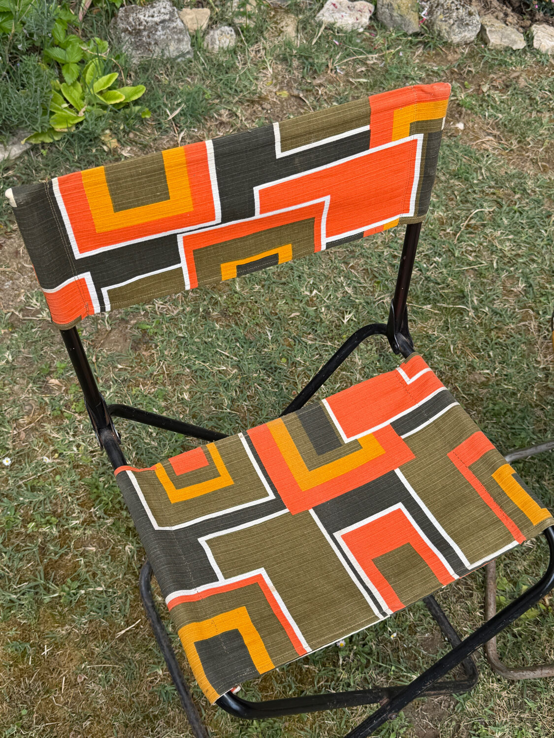 Pair of vintage folding camping chairs - BHV Paris (1970s)