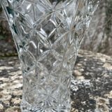 Vase en verre ciselé vintage verre transparent