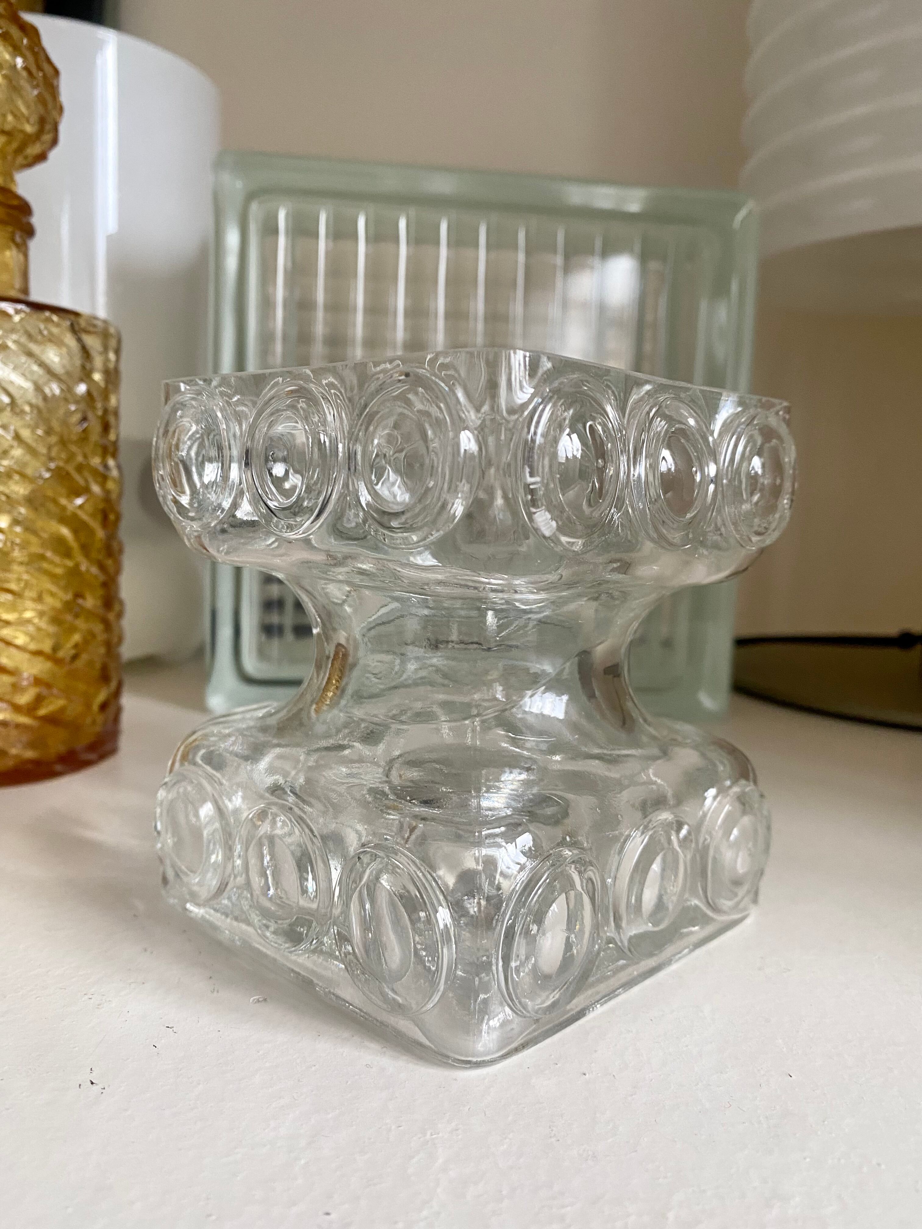 Candle holder vase Tamara Aladdin glass Riihimaki Finland 60s 70s