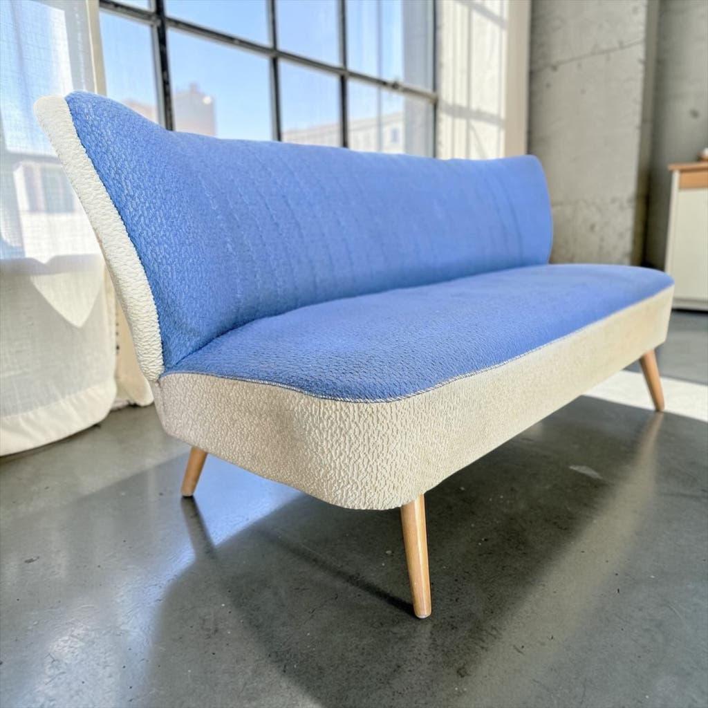Vintage blue and white armchair/sofa/couch