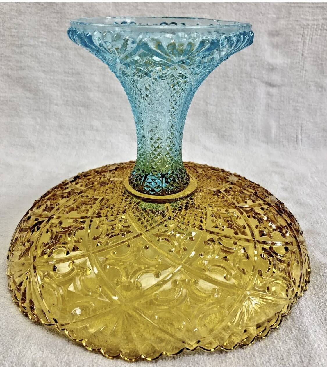 Georges Sand hollow two-tone glass compote bowl signed Portieux