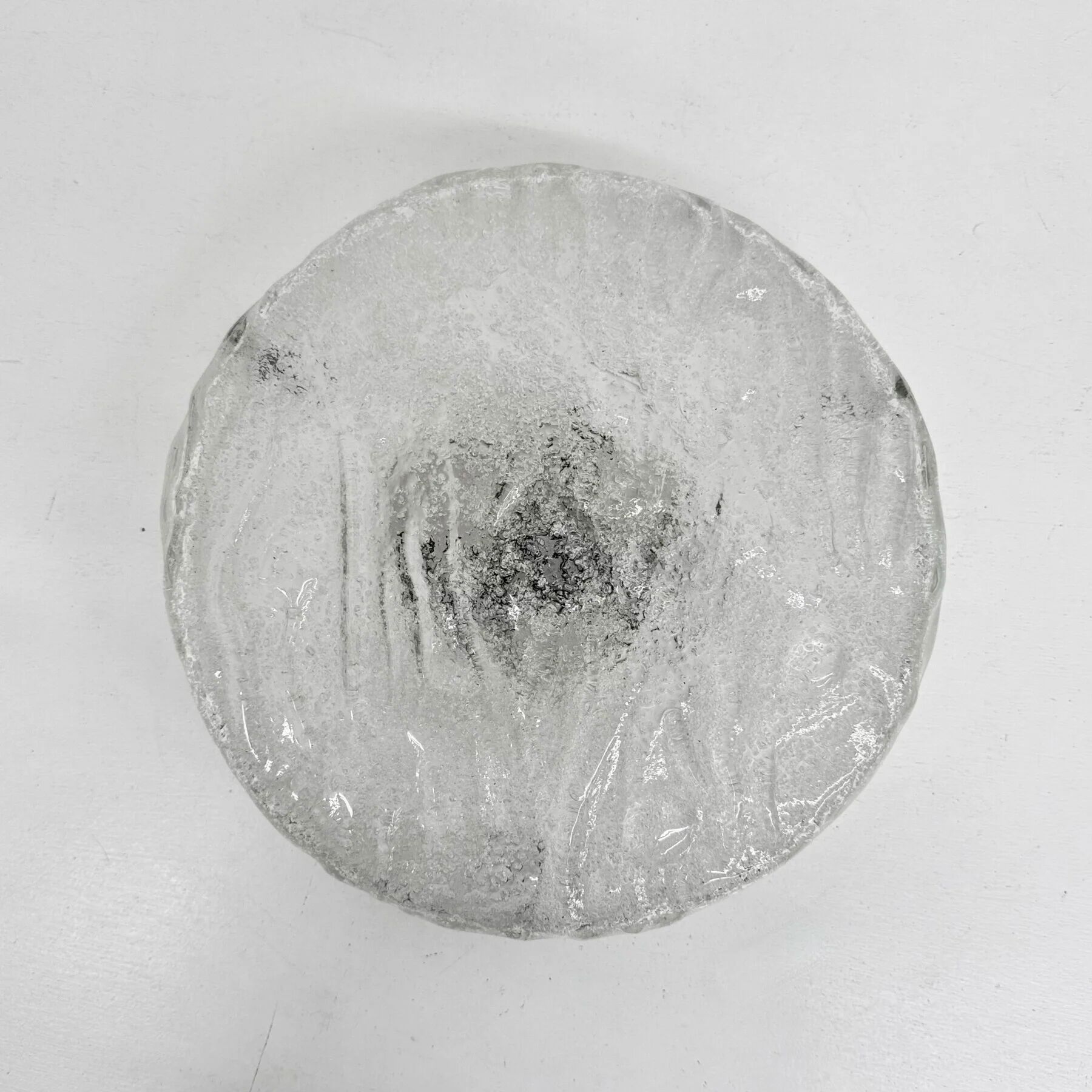 Mid-century Hillebrand iced glass ceiling lamp, 1970s
