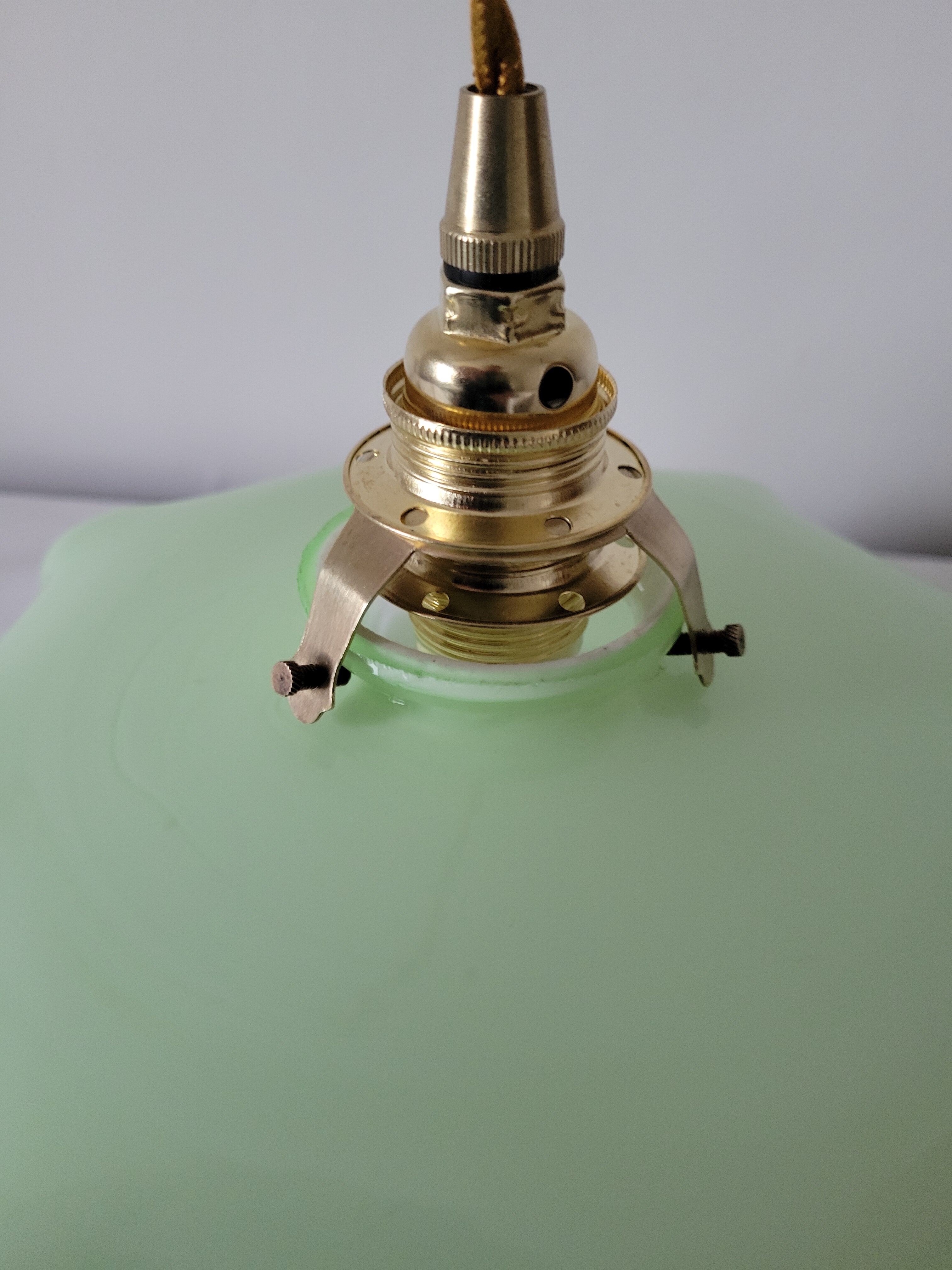 Pastel green draped opaline pendant lamp