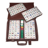Jeu de mah-jong vintage complet avec mallette en skaï