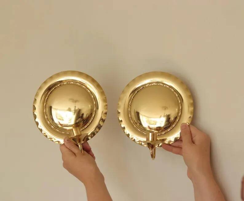 Pair of Swedish Mid-Century Brass Wall Sconces