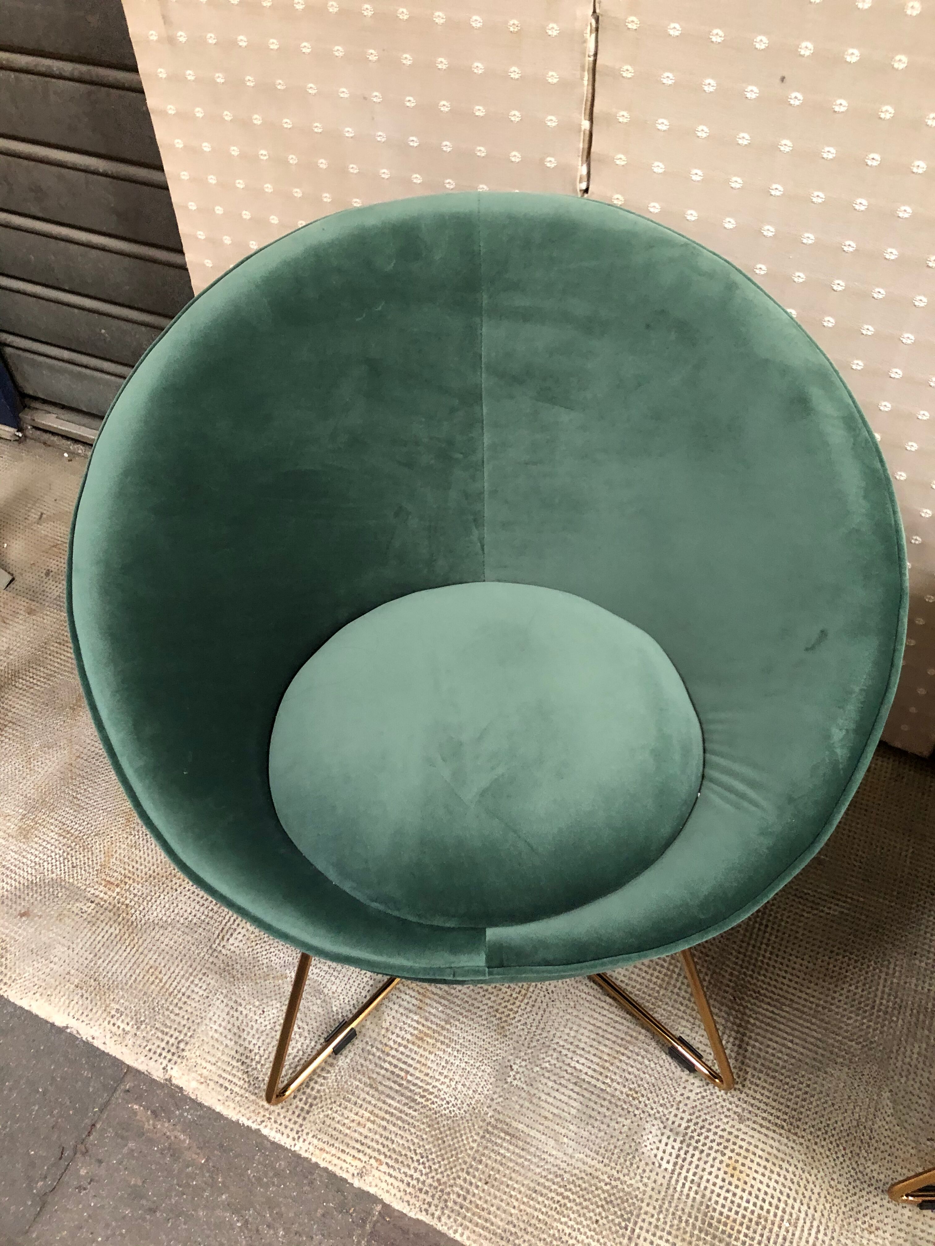 Pair of armchairs seated green velvet shell