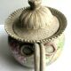 Japanese Art Deco teapot in porcelain biscuit enamelled with cranes and flowers