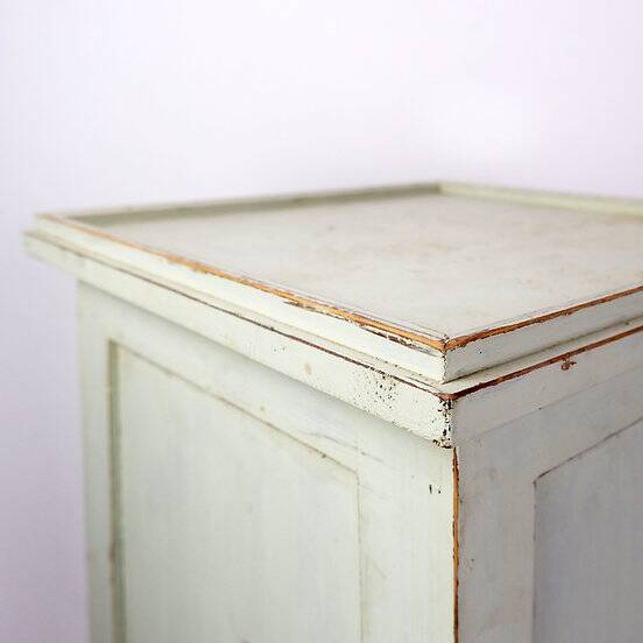 Vintage Green patinated wood Pedestal Cabinet Storage