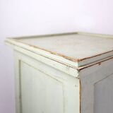 Vintage Green patinated wood Pedestal Cabinet Storage