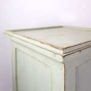 Vintage Green patinated wood Pedestal Cabinet Storage