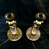 Pair of metacrilic lamps and gold structure