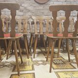 Lot de 12 chaises bistrot skaï rouge 1960 vintage