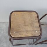 Series of 6 old workshop iron stools 1980