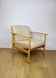 Vintage Loft armchair 70s light beige - velvet fabric - natural beech wood