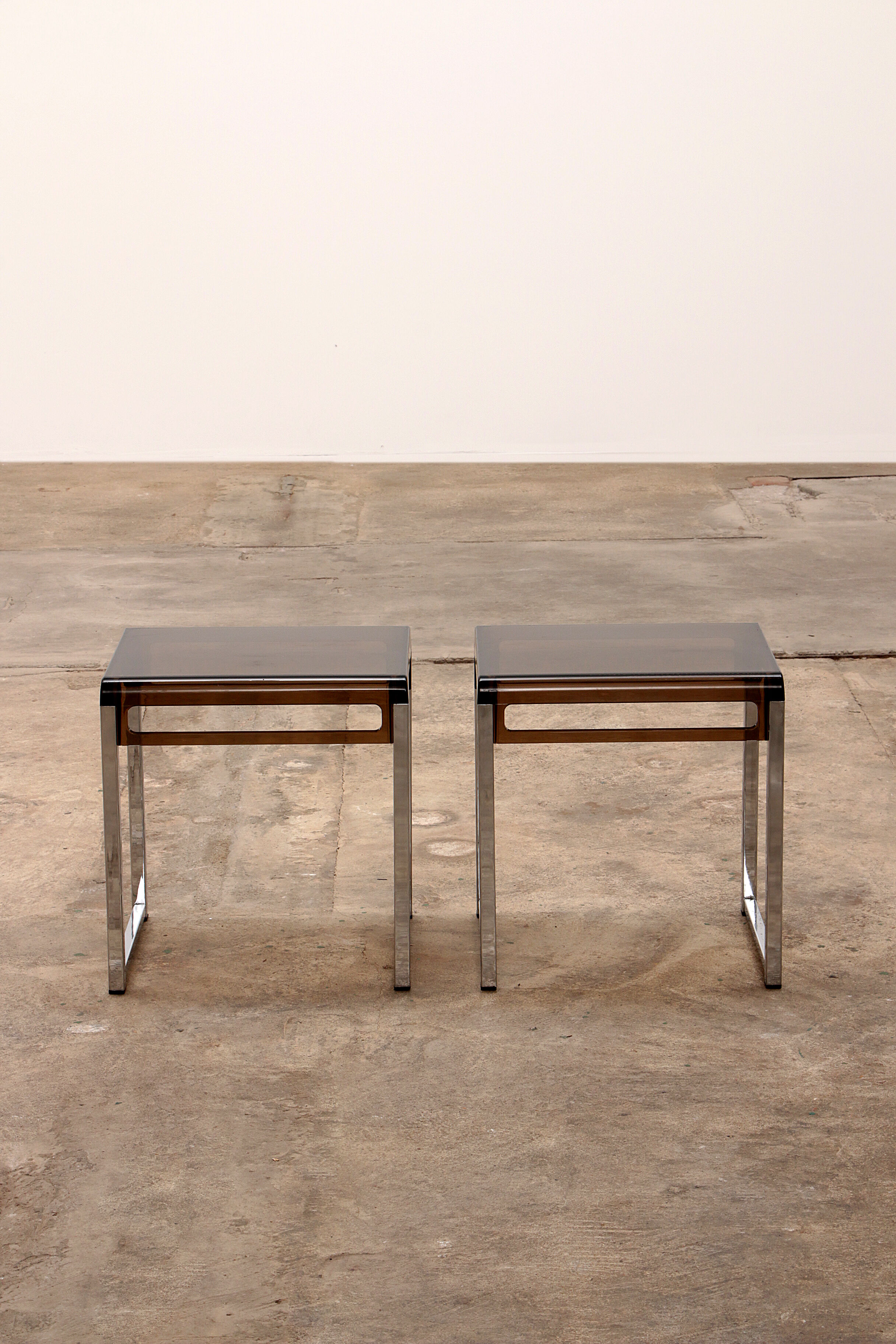 Vintage set of Plexiglas side tables designed in France in the 1960s