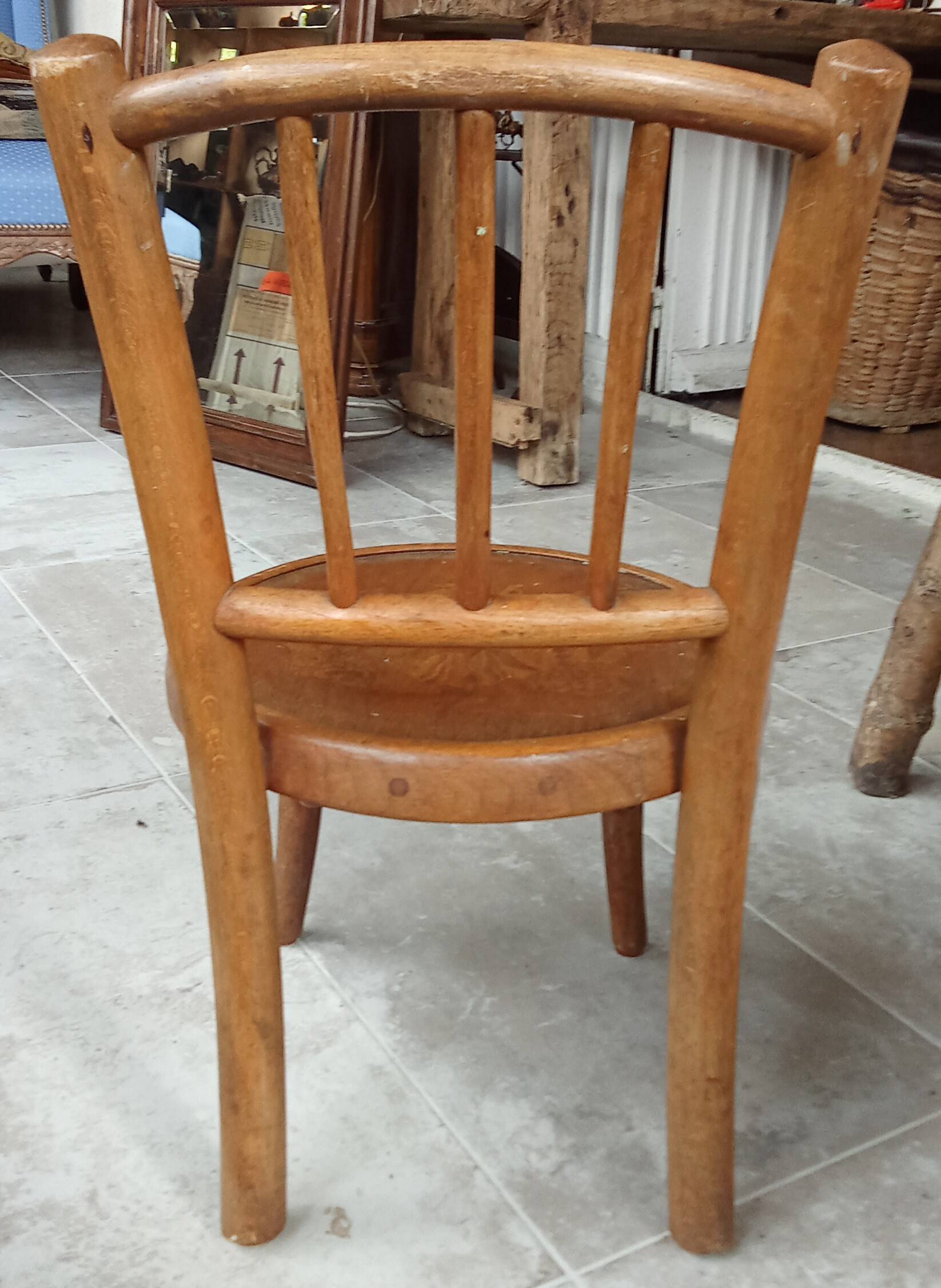 Old small Fischel children's chair with Pierrot decor