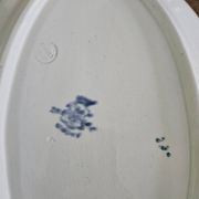 Plat ovale faience Longwy modèle Joinville n*243 bleu terre de fer