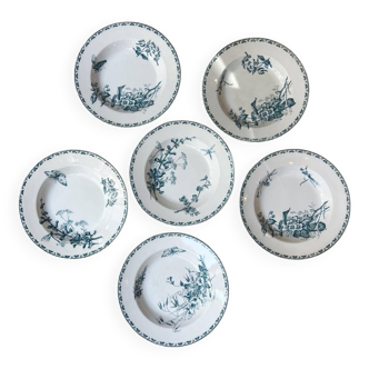 6 assiettes creuses anciennes terre de fer Sarreguemines
