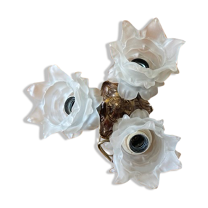 Plafonnier bronze trois - tulipes verre