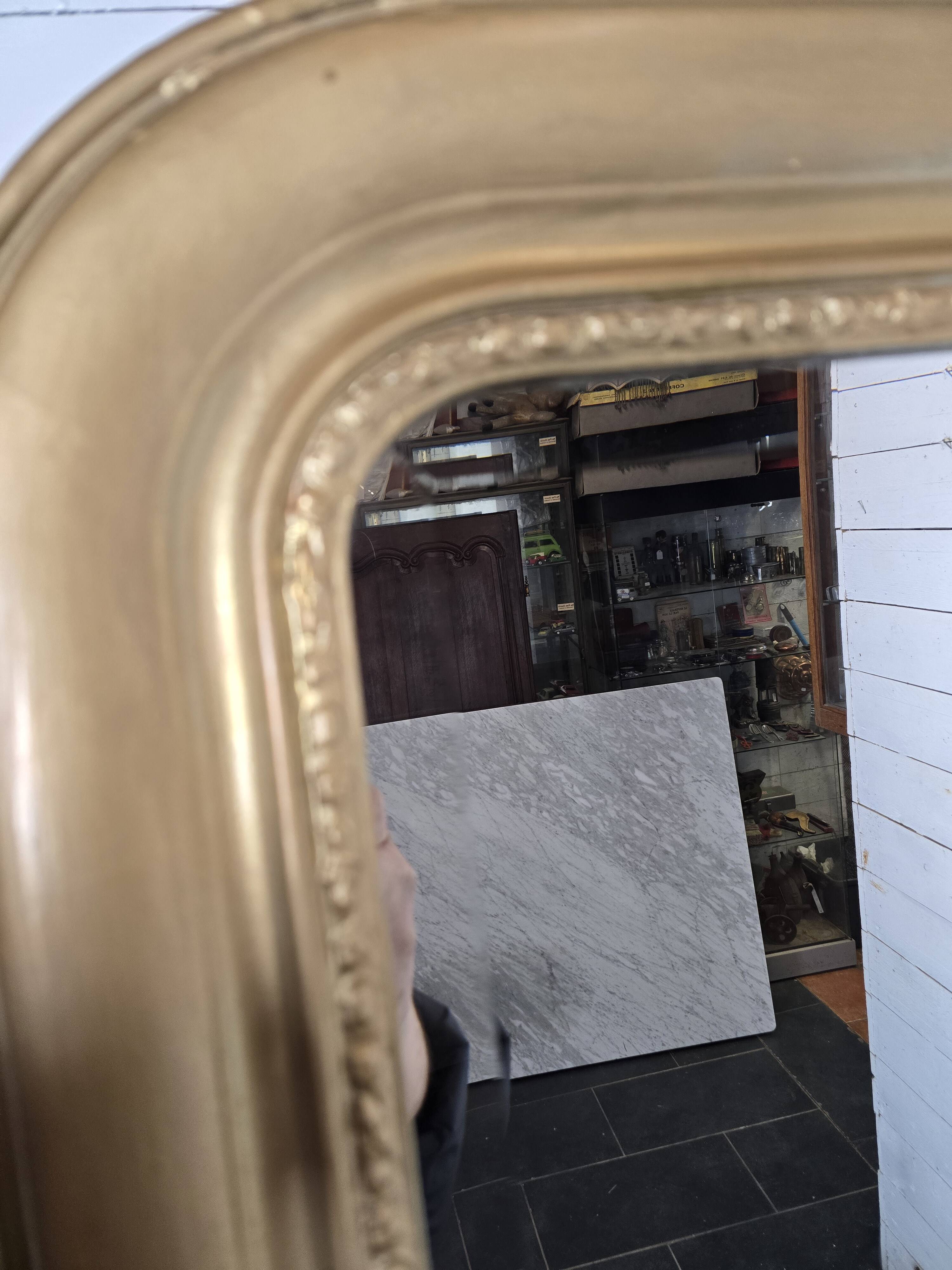 Old Louis Philippe style gilded mirror beveled mirror