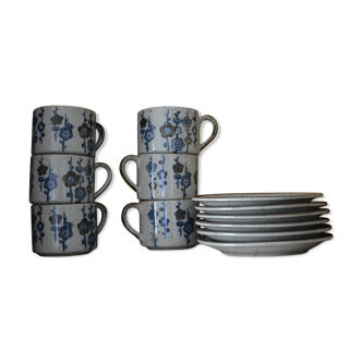Lot de 6 tasses à fleurs en grès