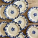 Set of 12 antique flat ironstone plates - Normandy -