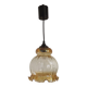 French vintage amber and clear glass ceiling light with white floral decoration.