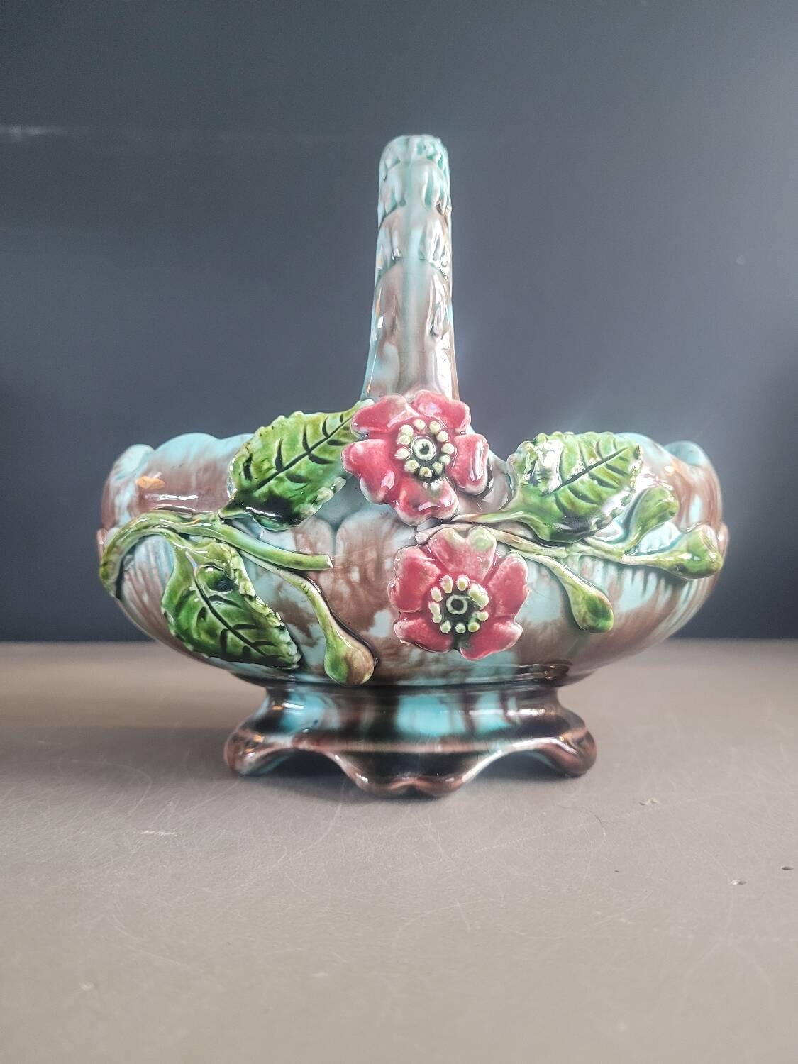 Antique slip basket pot