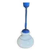 Suspension en opaline blanche et monte et baisse bleu, années 70