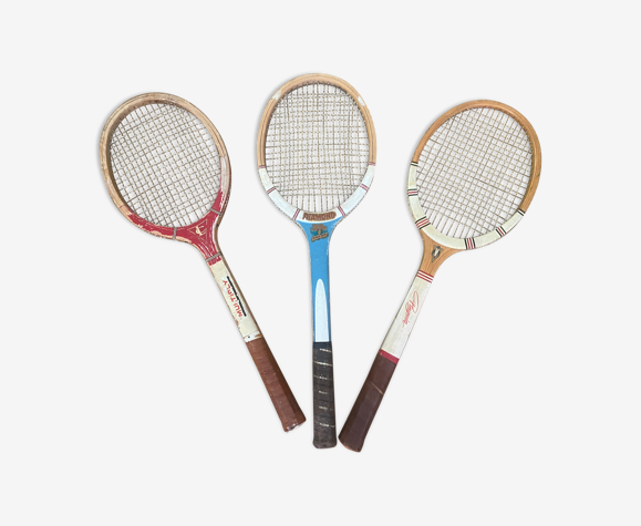 Série de 3 raquettes en bois années 50-60