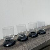 4 black water glasses 1990