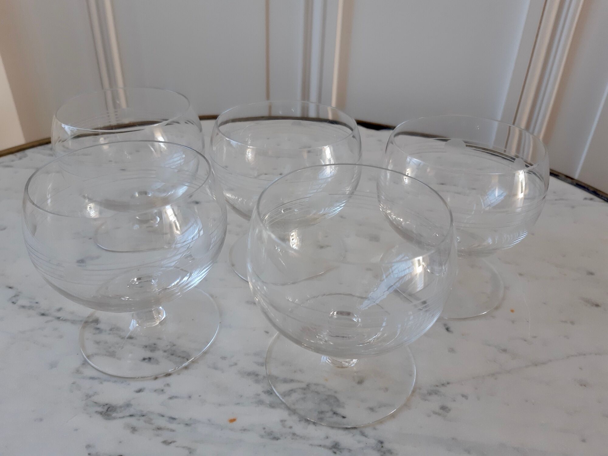 Lot of 5 glasses of crystal wine 50s