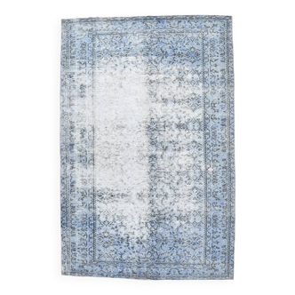 Tapis turc vintage bleu pastel doux 6x9, 189x284 cm