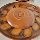 Vintage oyster service Salins earthenware France 9 plates and dish