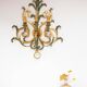 Large Italian wall lamp in gold and green metal. 90s