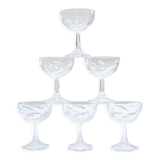 Série de 6 coupes à champagne vintage en cristal