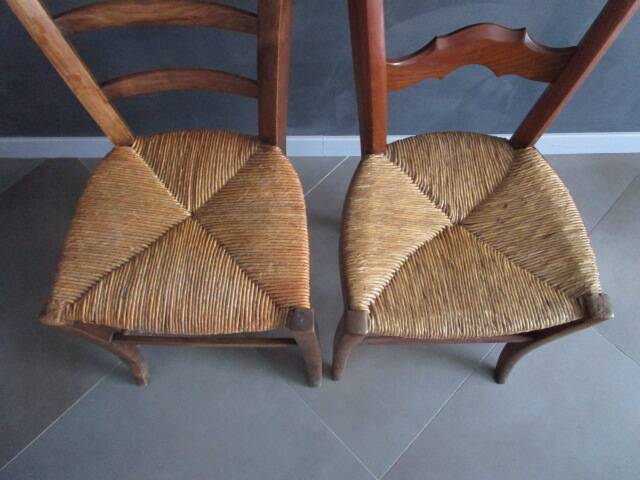 2 old straw chairs