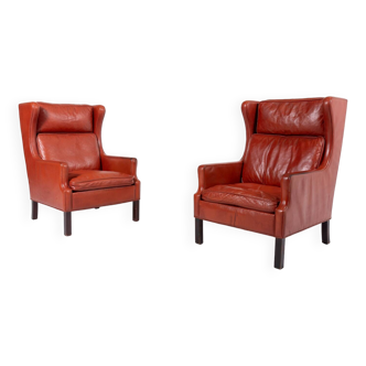 Paire de fauteuils vintage « Wing » au design danois des années 1970 par Mogens Hansen