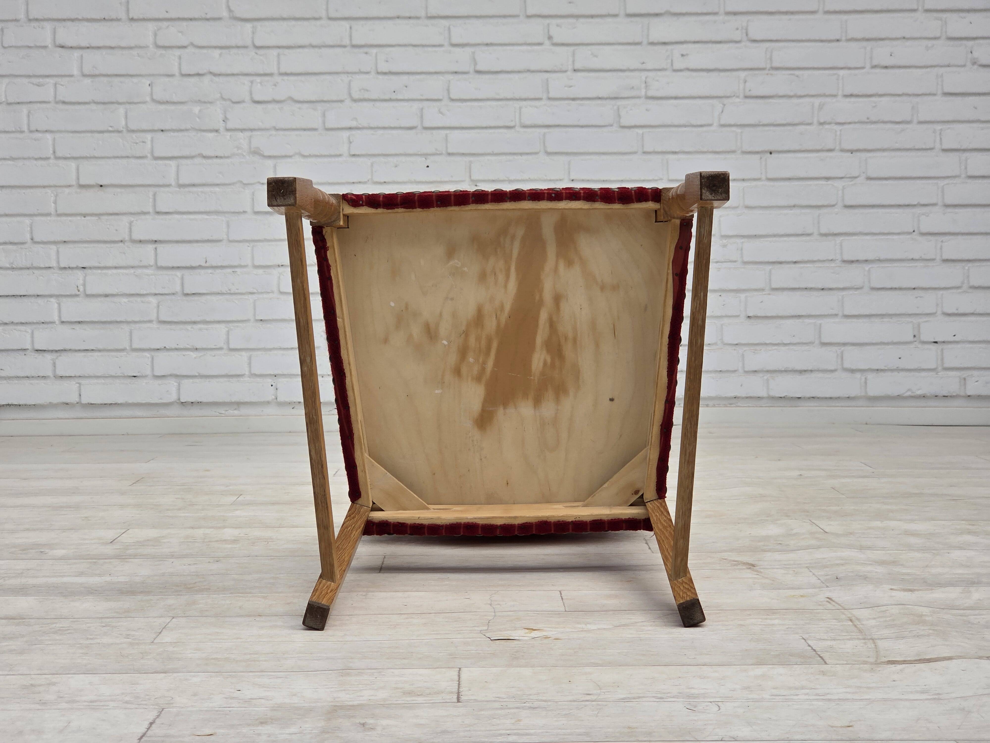 1970s, set of 6 Danish dining chairs, oak wood, furniture wool.