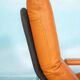 60s cognac leather designer armchair, mid-century modern leather lounge chair.
