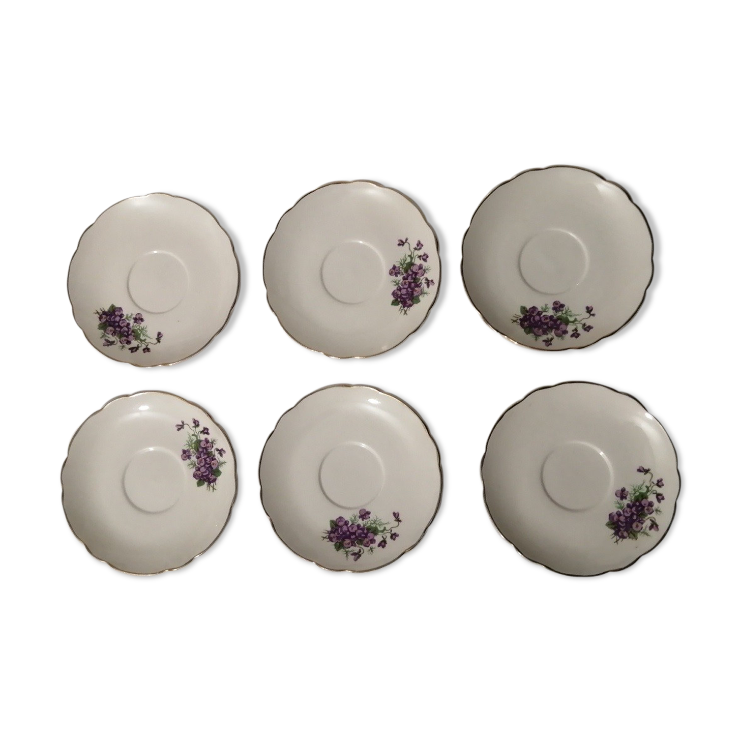 Small plates Sarreguemines Décor Violettes Lot of 5