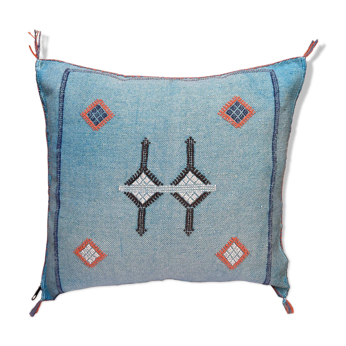 Handmade Moroccan silk cushion cover, cactus pattern