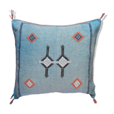 Housse de coussin en soie marocaine faite main, motif cactus